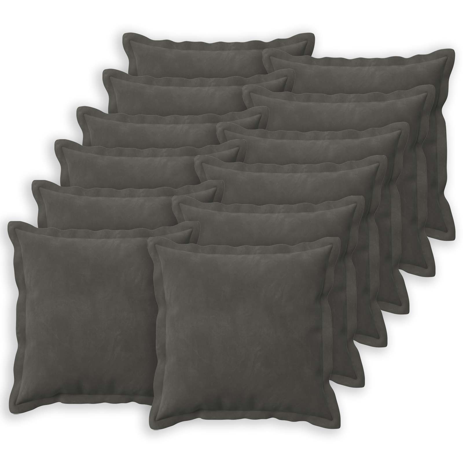 Federa 12 pcs HOUTEN Grigio Scuro 50 x 50 cm Velluto