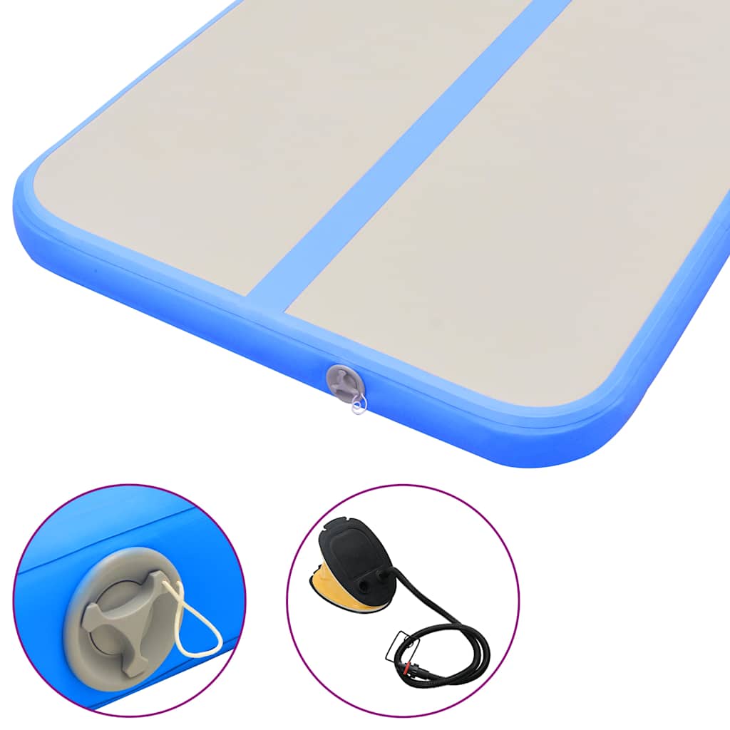 Tappetino Ginnastica Gonfiabile con Pompa 300x100x10 cm PVC Blu