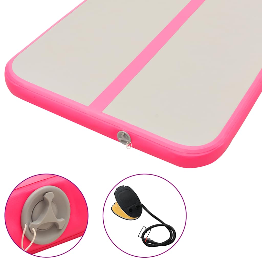 Tappetino Ginnastica Gonfiabile con Pompa 400x100x10cm PVC Rosa