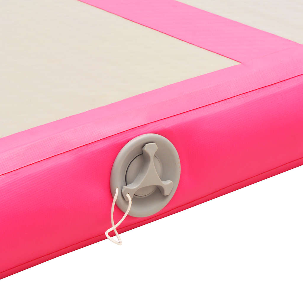 Tappetino Ginnastica Gonfiabile con Pompa 400x100x10cm PVC Rosa