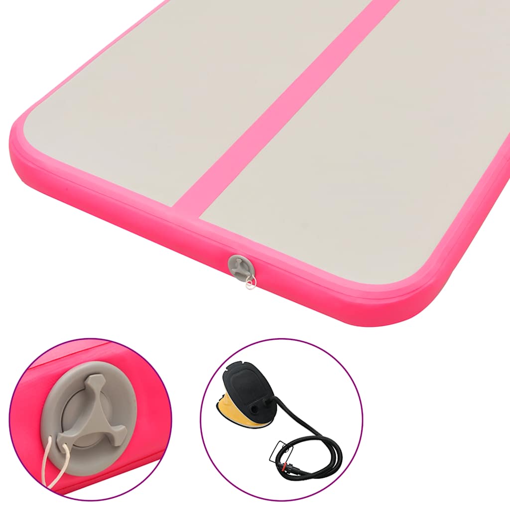 Tappetino Ginnastica Gonfiabile con Pompa 500x100x10cm PVC Rosa