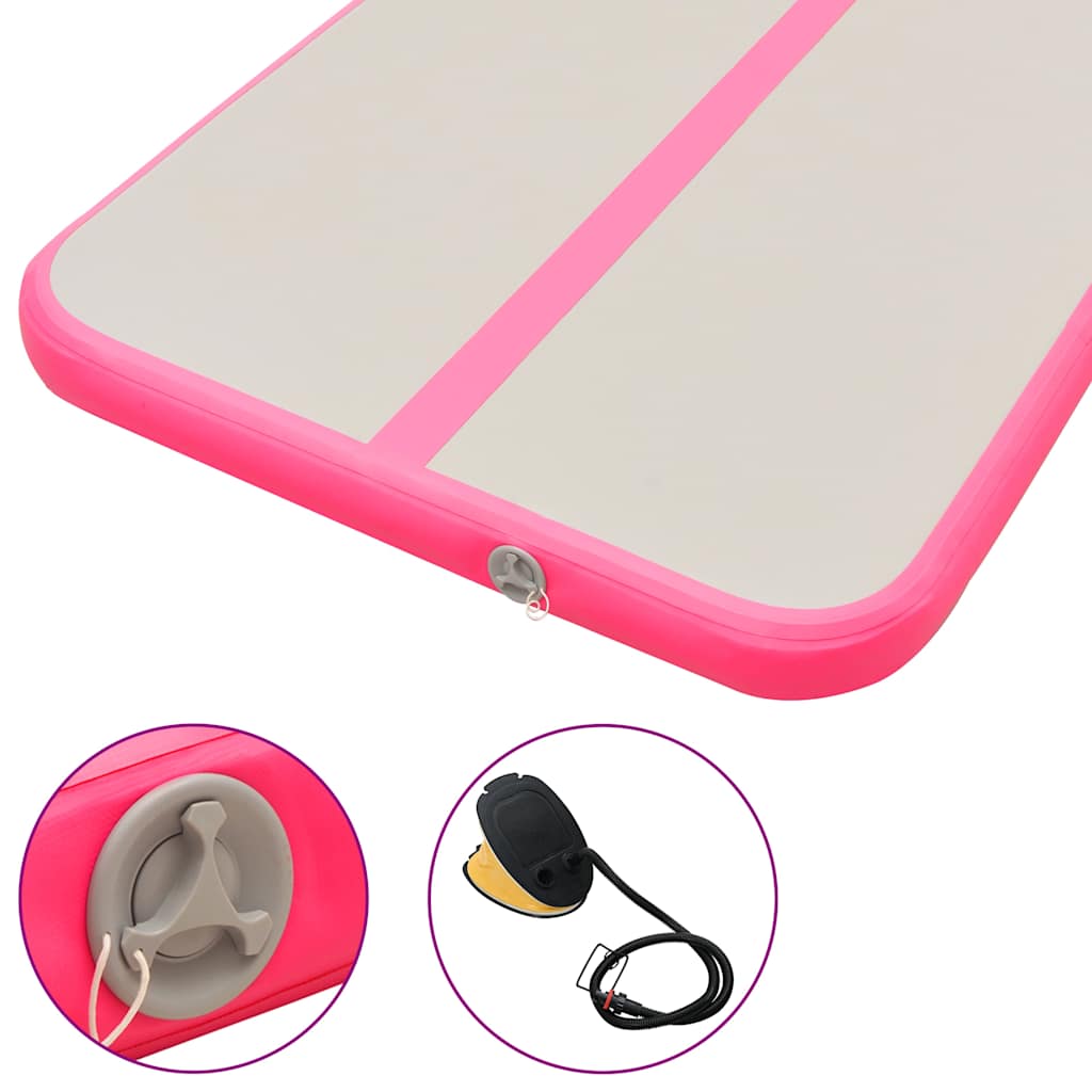Tappetino Ginnastica Gonfiabile con Pompa 600x100x10cm PVC Rosa