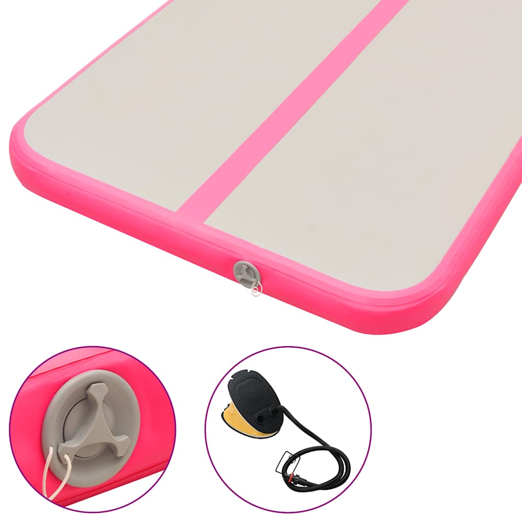 Tappetino Ginnastica Gonfiabile con Pompa 800x100x10cm PVC Rosa