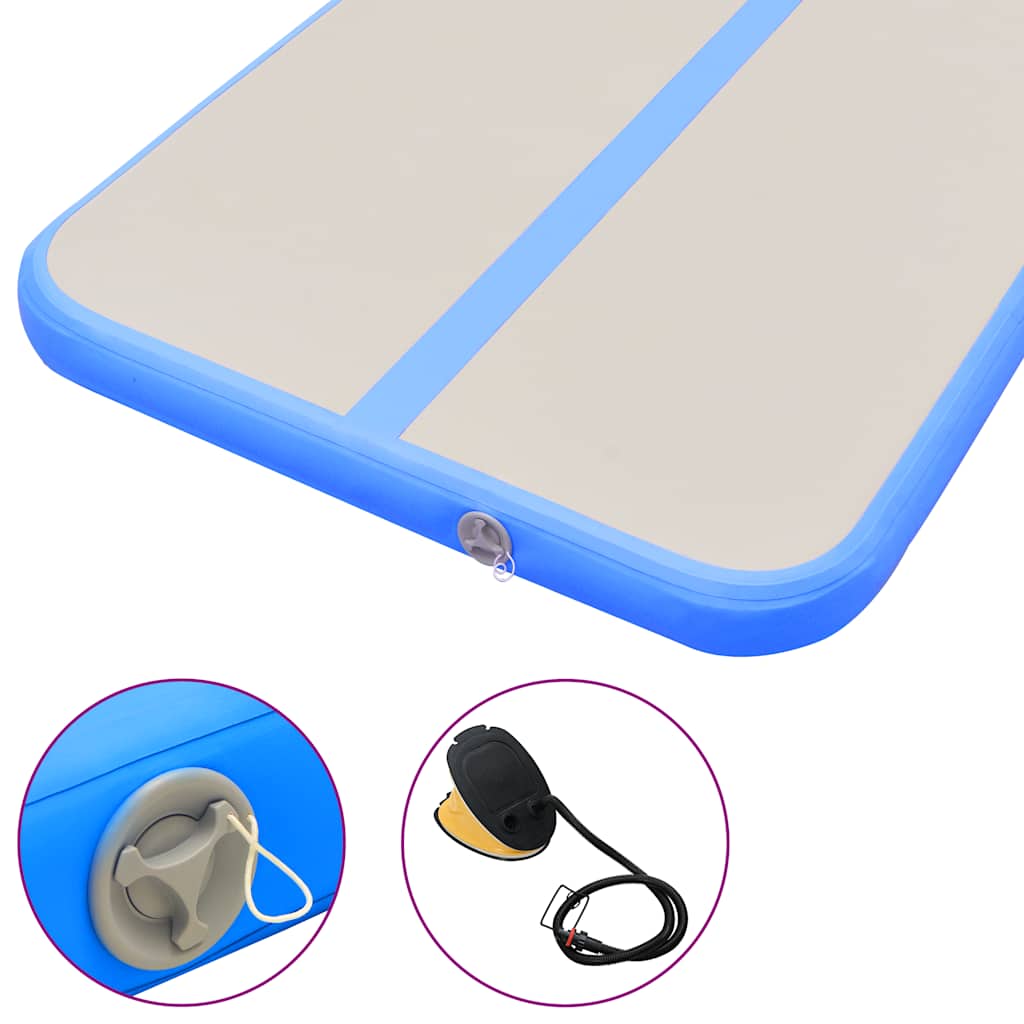 Tappetino Ginnastica Gonfiabile con Pompa 800x100x10 cm PVC Blu