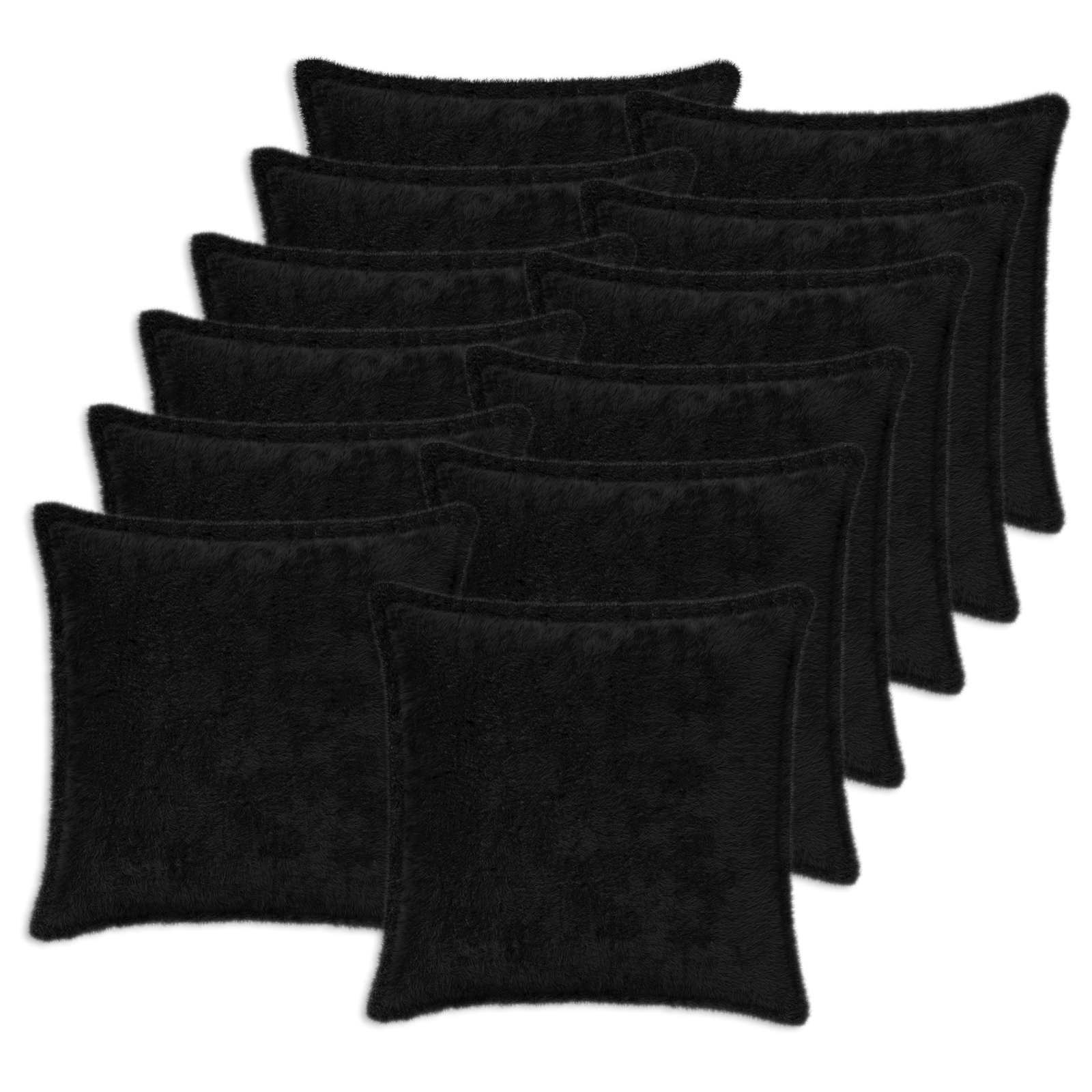 Federa 12 pz HOUTEN Nero 50 x 50 cm Pelliccia di Coniglio Finta