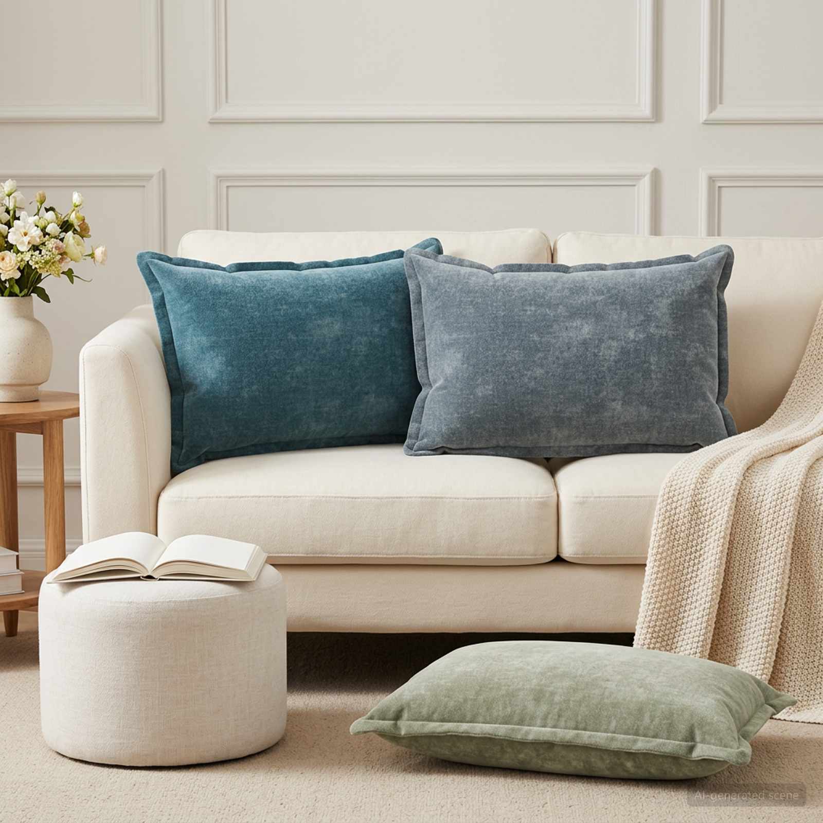 Federa 6 pz HOUTEN Blu 50 x 70 cm Tessuto Chenille