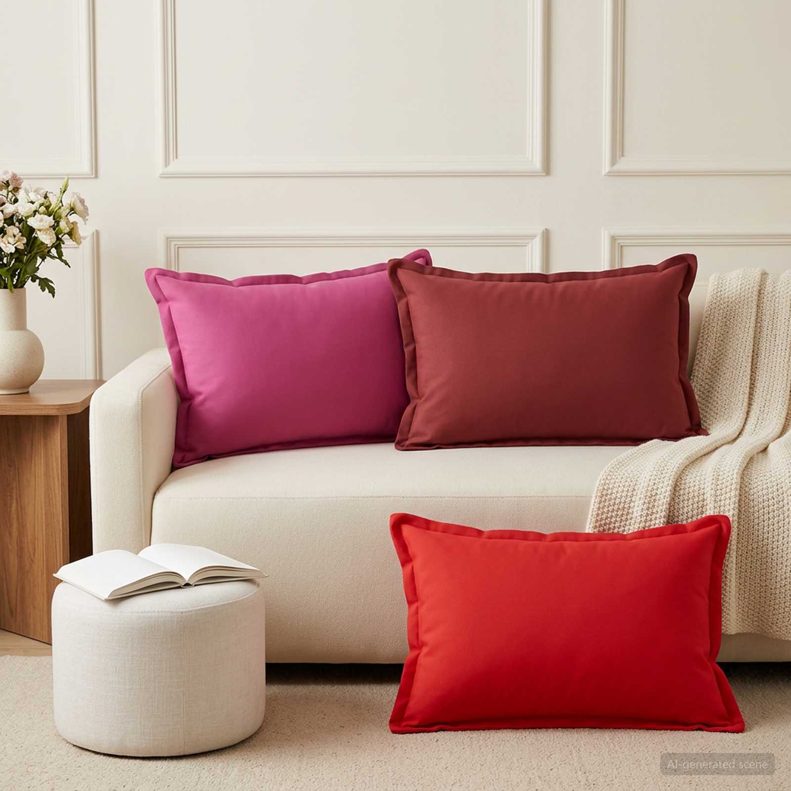 Federa 6 pz HOUTEN Rosso Vino 50 x 70 cm Poliestere