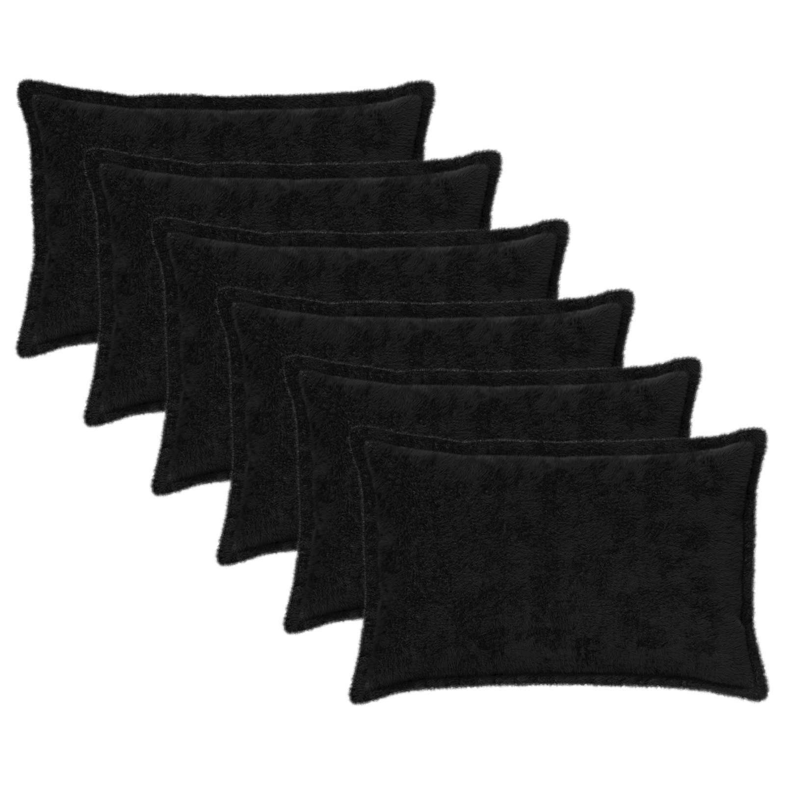 Federa 6 pz HOUTEN Nero 50 x 70 cm Pelliccia di Coniglio Finta