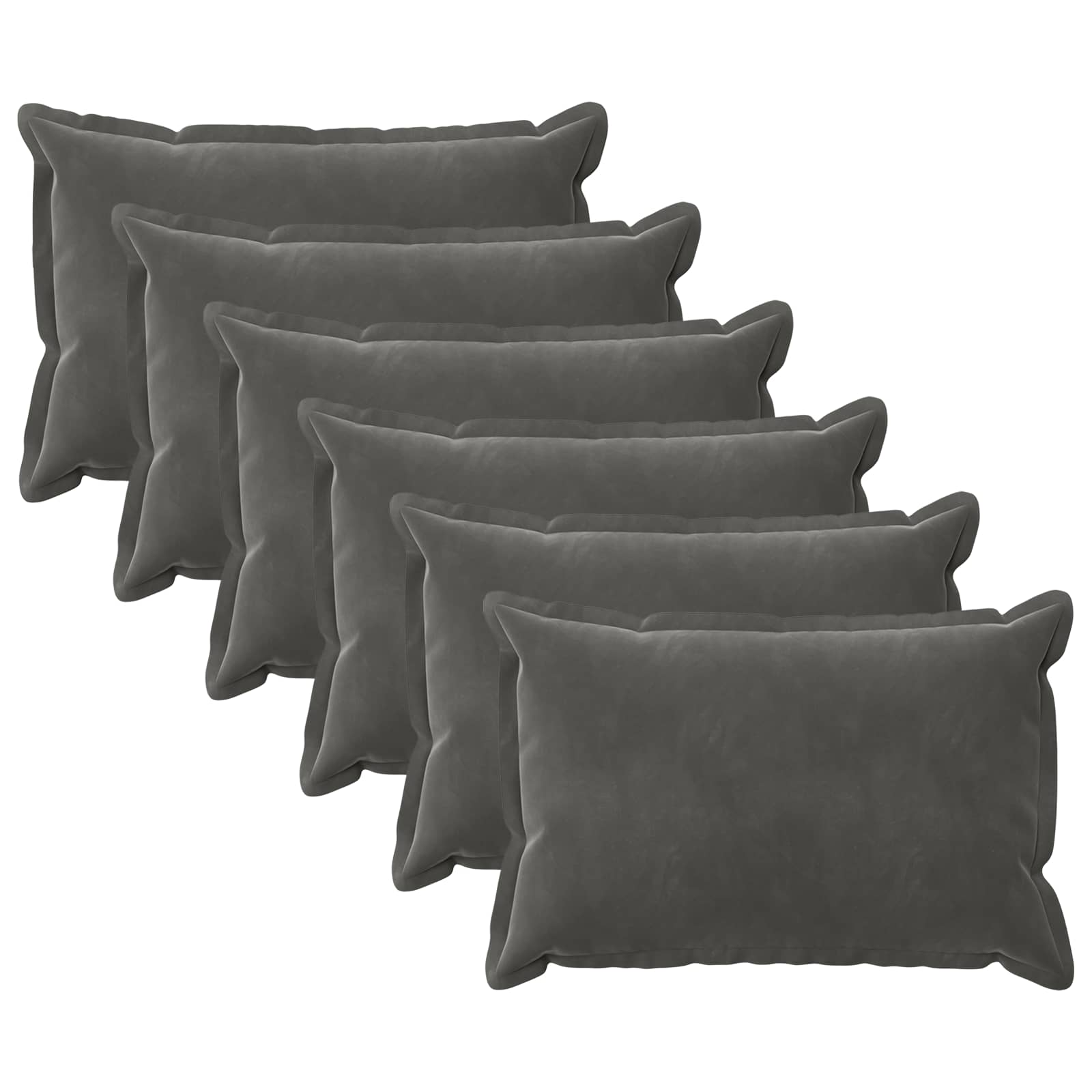Federa 6 pcs HOUTEN Grigio Scuro 50 x 75 cm Velluto