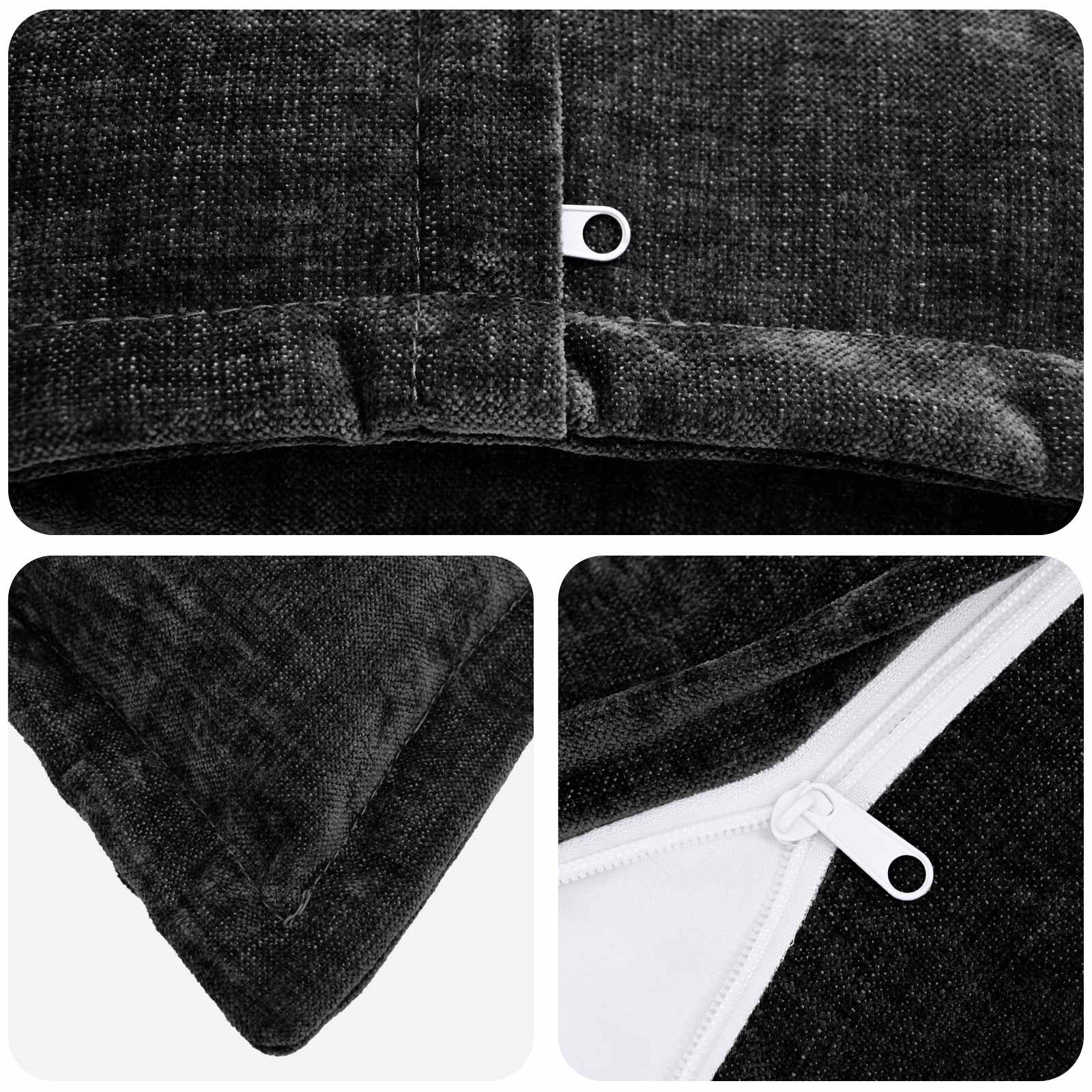 Federa 2 pz HOUTEN Antracite 50 x 75 cm Tessuto Chenille