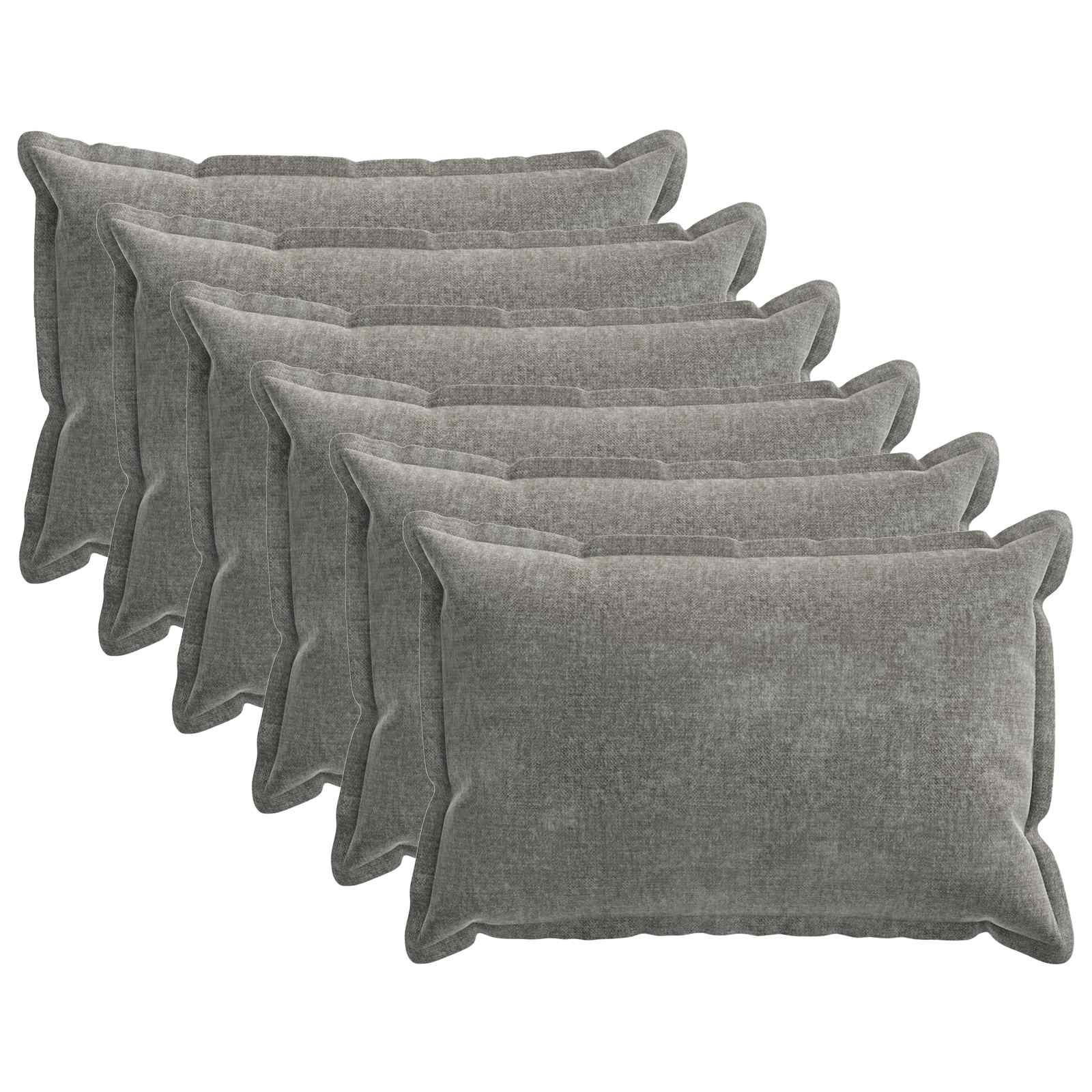 Federa 6 pz HOUTEN Grigio Scuro 50 x 75 cm Tessuto Chenille