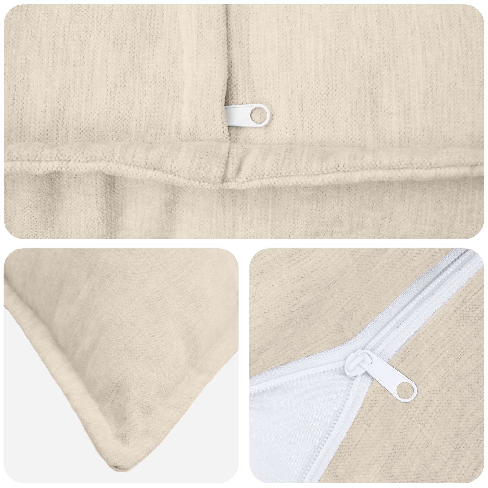 Federa 2 pz HOUTEN Crema 50 x 80 cm Tessuto Chenille