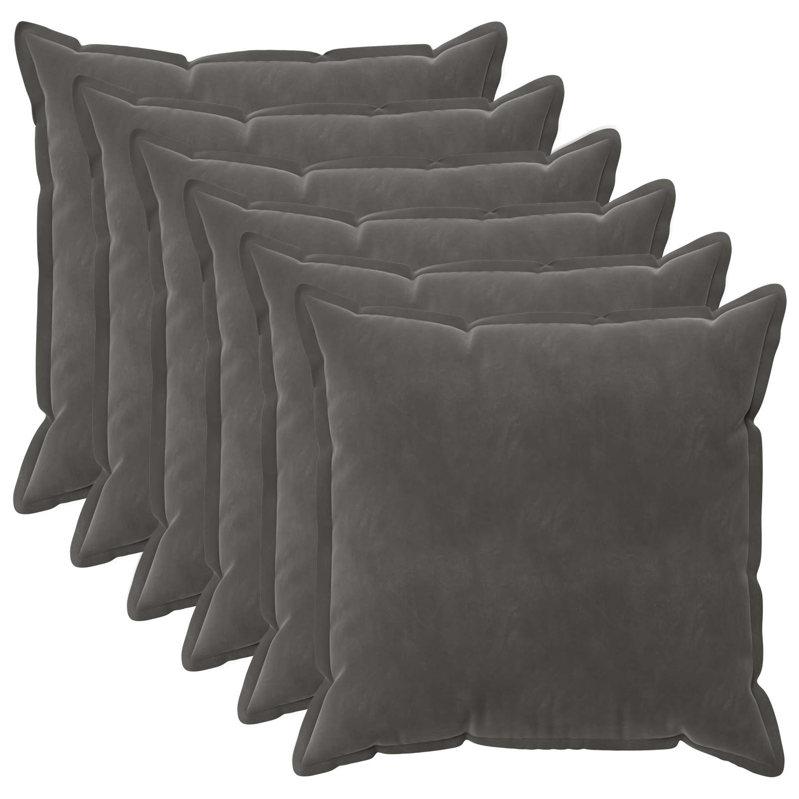 Federa 6 pcs HOUTEN Grigio Scuro 55 x 55 cm Velluto