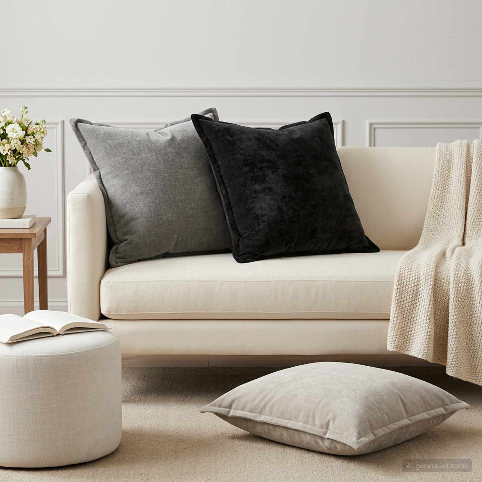 Federa 6 pz HOUTEN Grigio Scuro 55 x 55 cm Tessuto Chenille