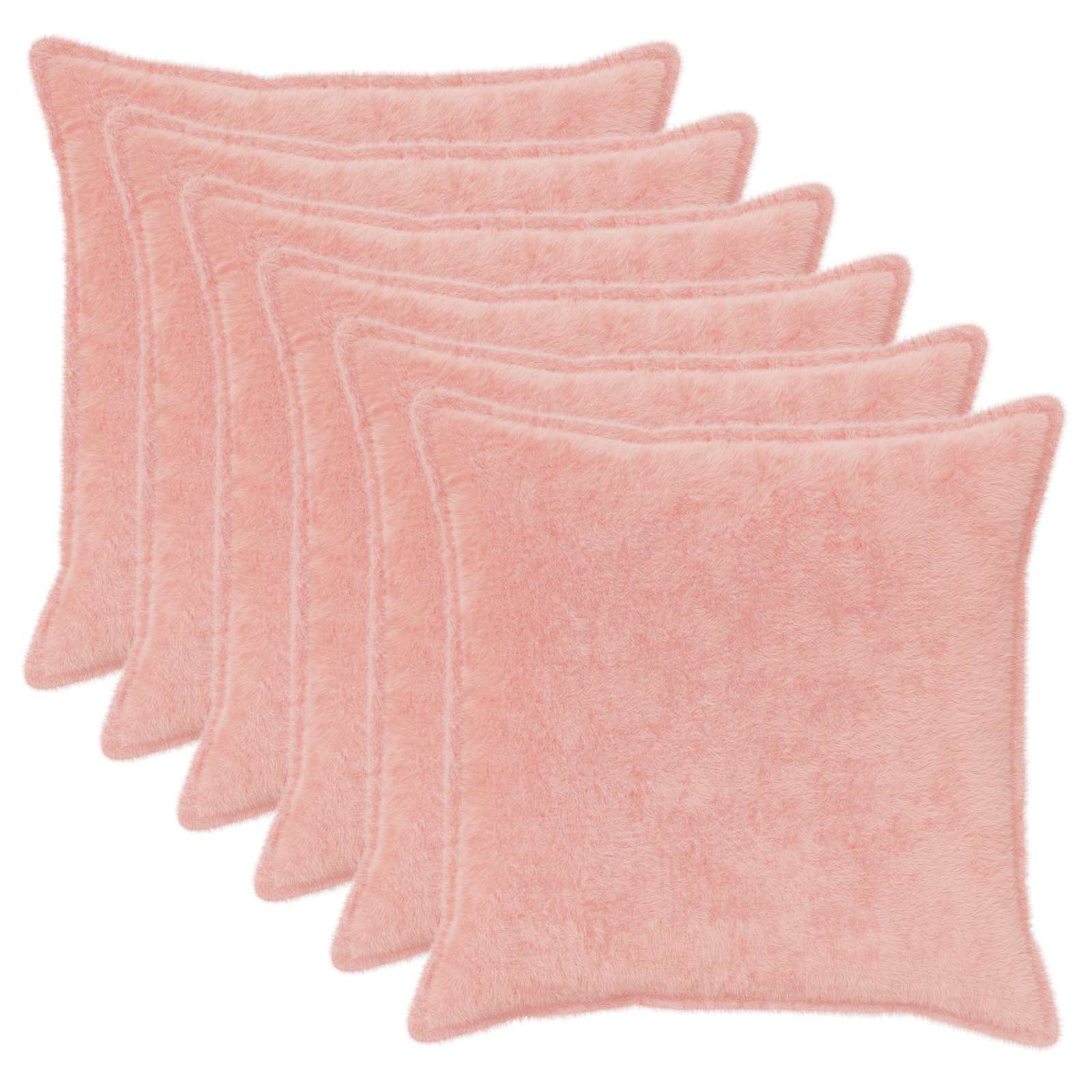 Federa 6 pz HOUTEN Rosa 55 x 55 cm Pelliccia di Coniglio Finta