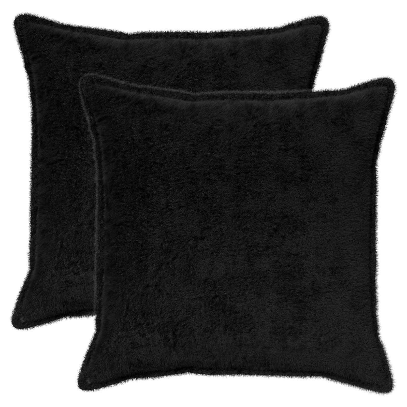 Federa 2 pz HOUTEN Nero 55 x 55 cm Pelliccia di Coniglio Finta