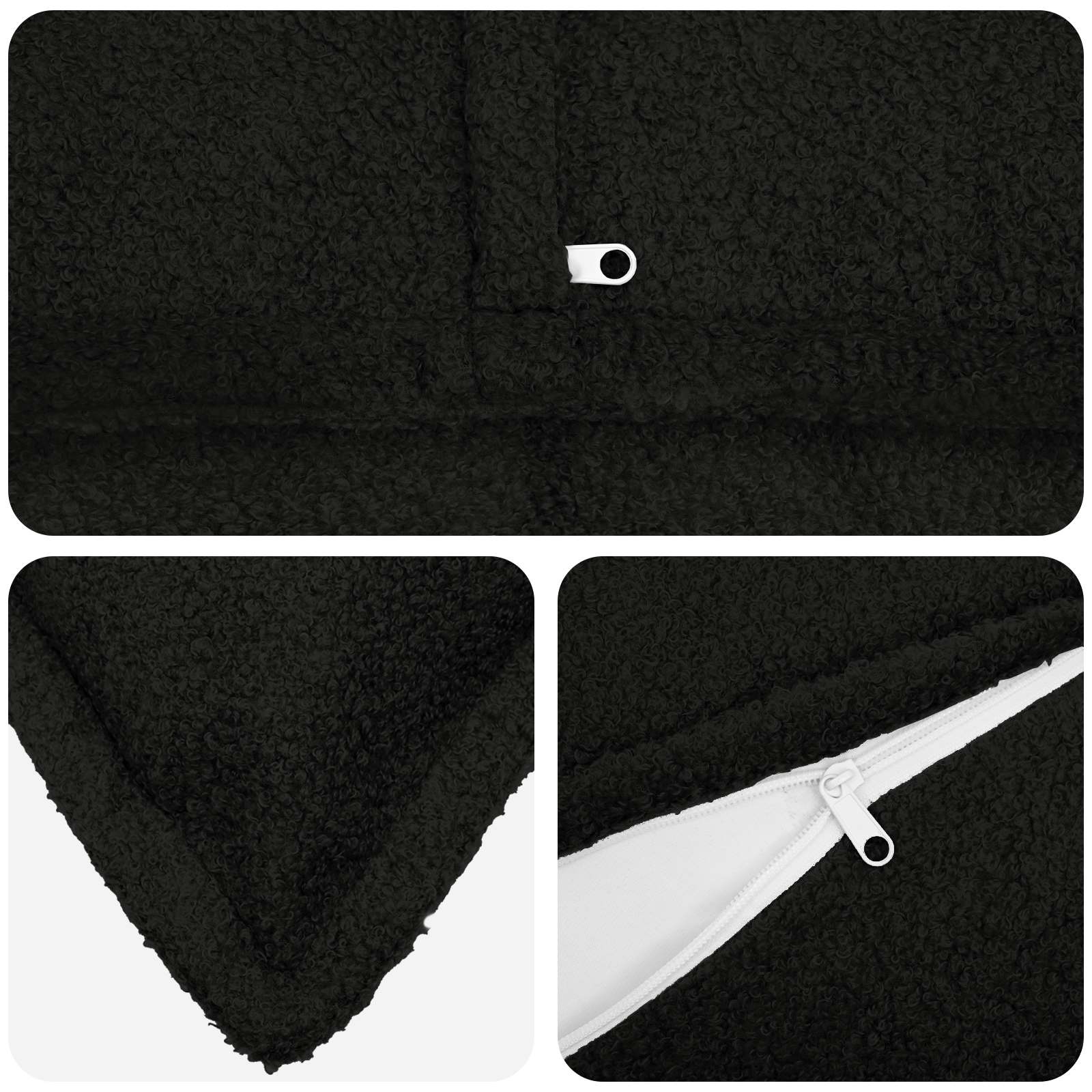 Federa 2 pcs HOUTEN Nero 60 x 60 cm Bouclé