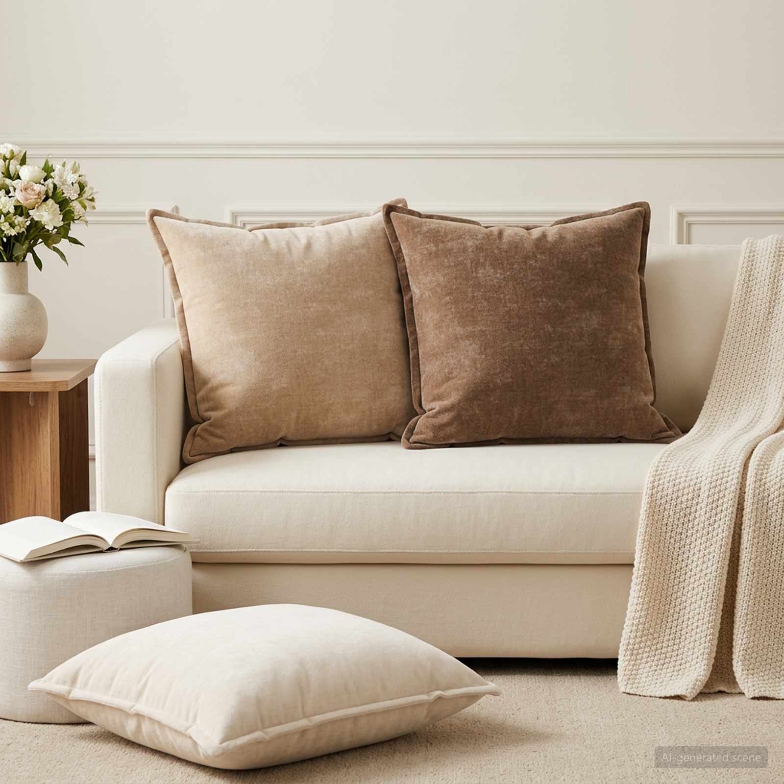 Federa 2 pz HOUTEN Marrone 60 x 60 cm Tessuto Chenille