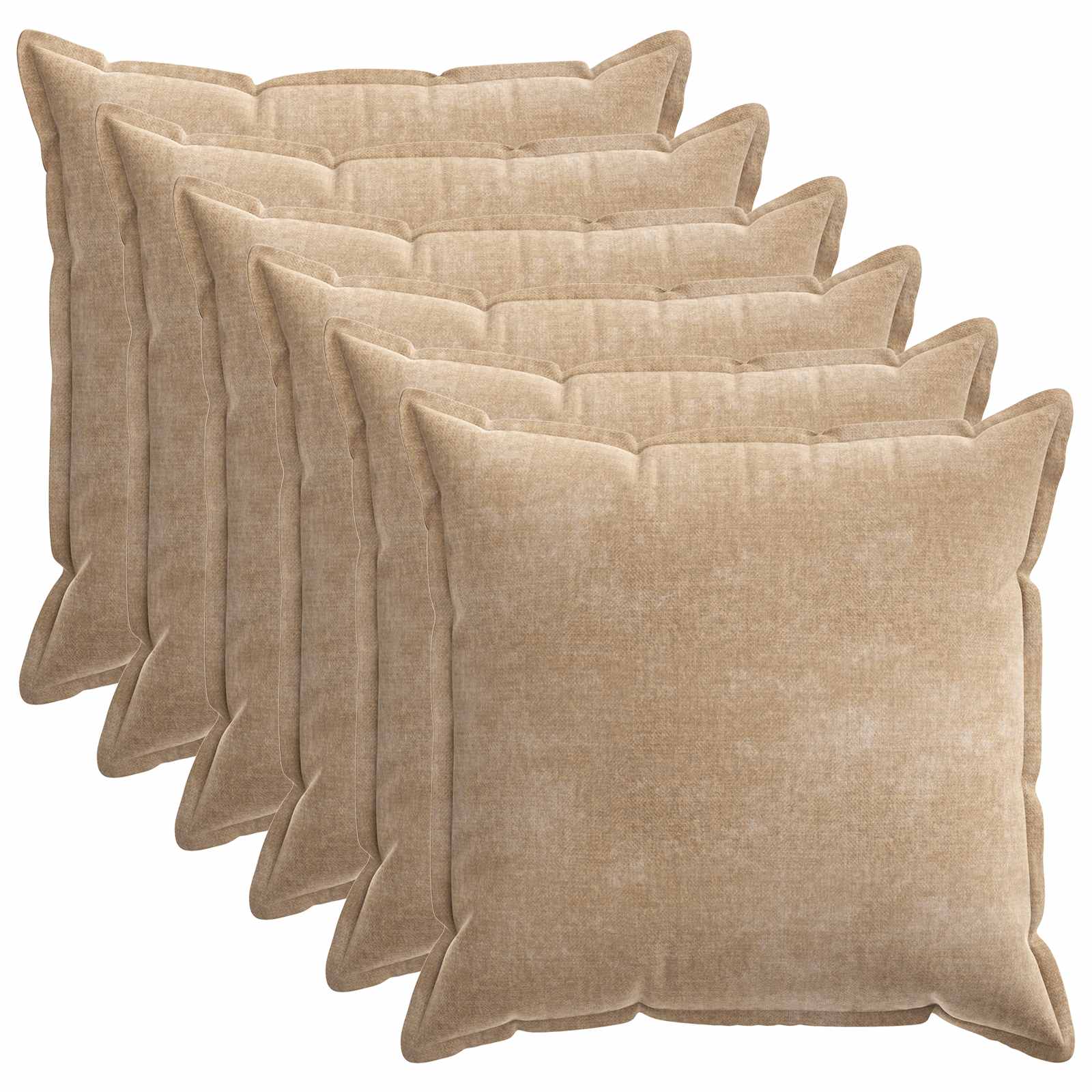 Federa 6 pz HOUTEN Tortora 60 x 60 cm Tessuto Chenille