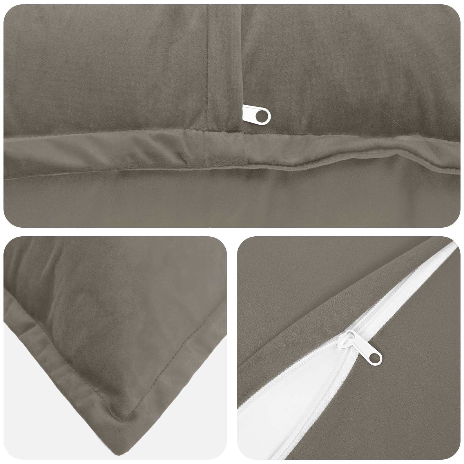 Federa 2 pcs HOUTEN Grigio Chiaro 65 x 65 cm Velluto