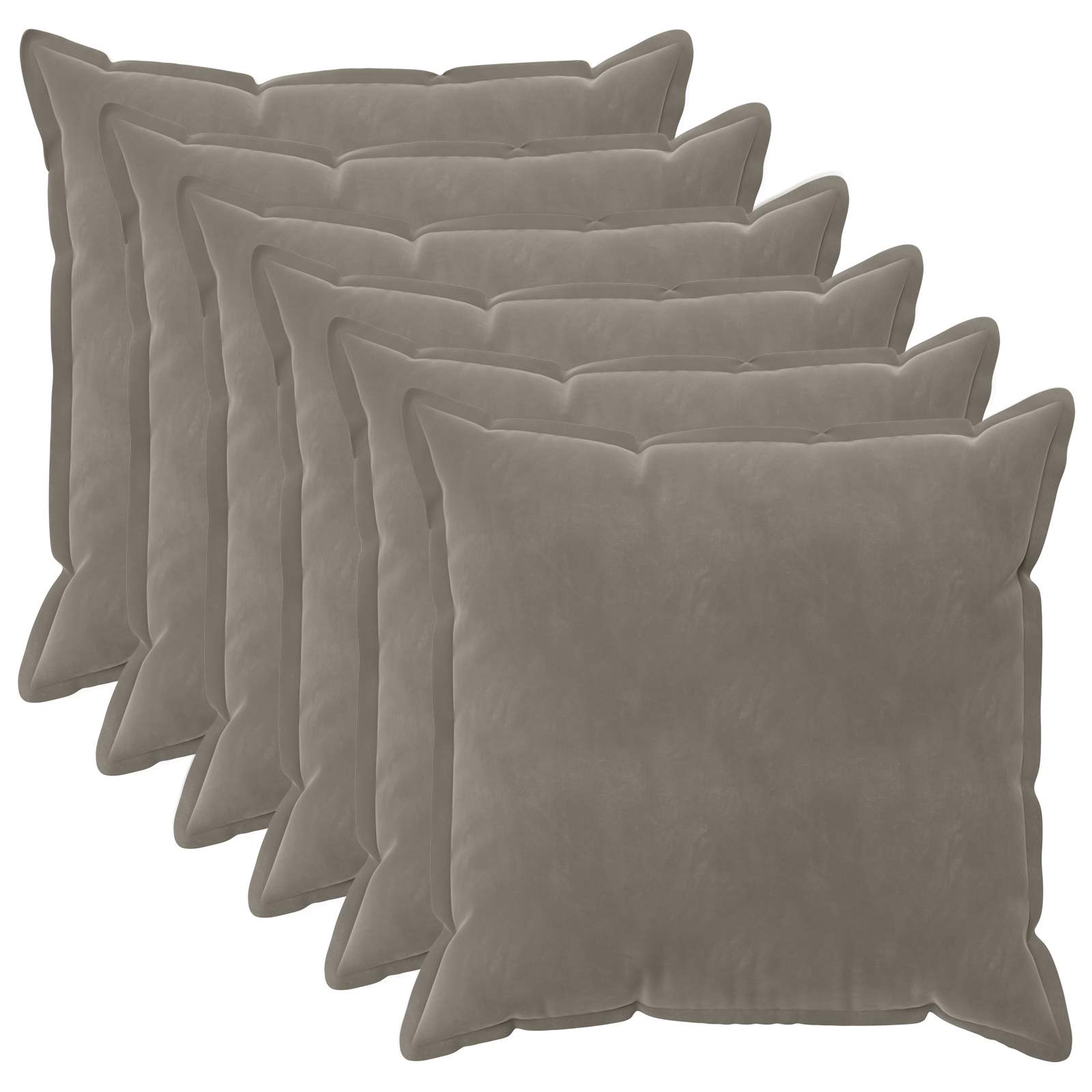 Federa 6 pcs HOUTEN Grigio Chiaro 65 x 65 cm Velluto
