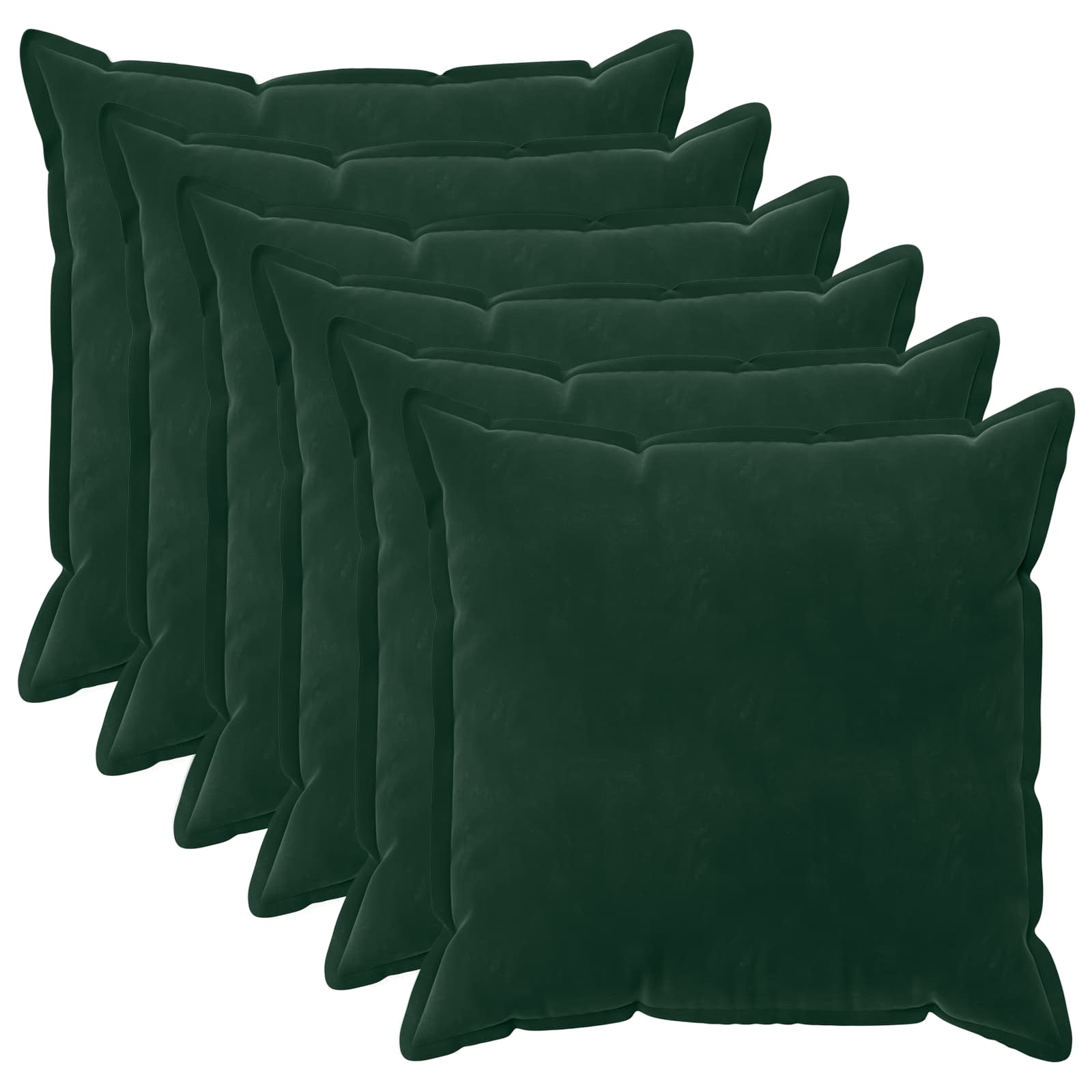 Federa 6 pcs HOUTEN Verde Scuro 65 x 65 cm Velluto