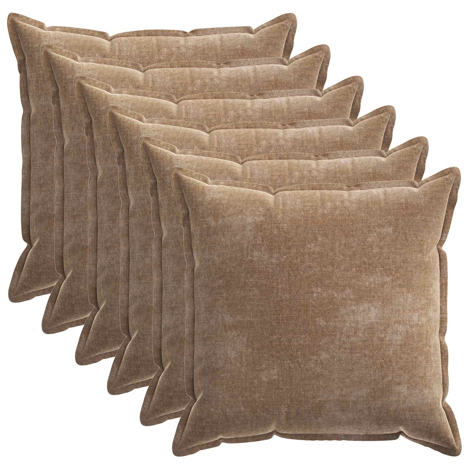 Federa 6 pz HOUTEN Marrone 65 x 65 cm Tessuto Chenille