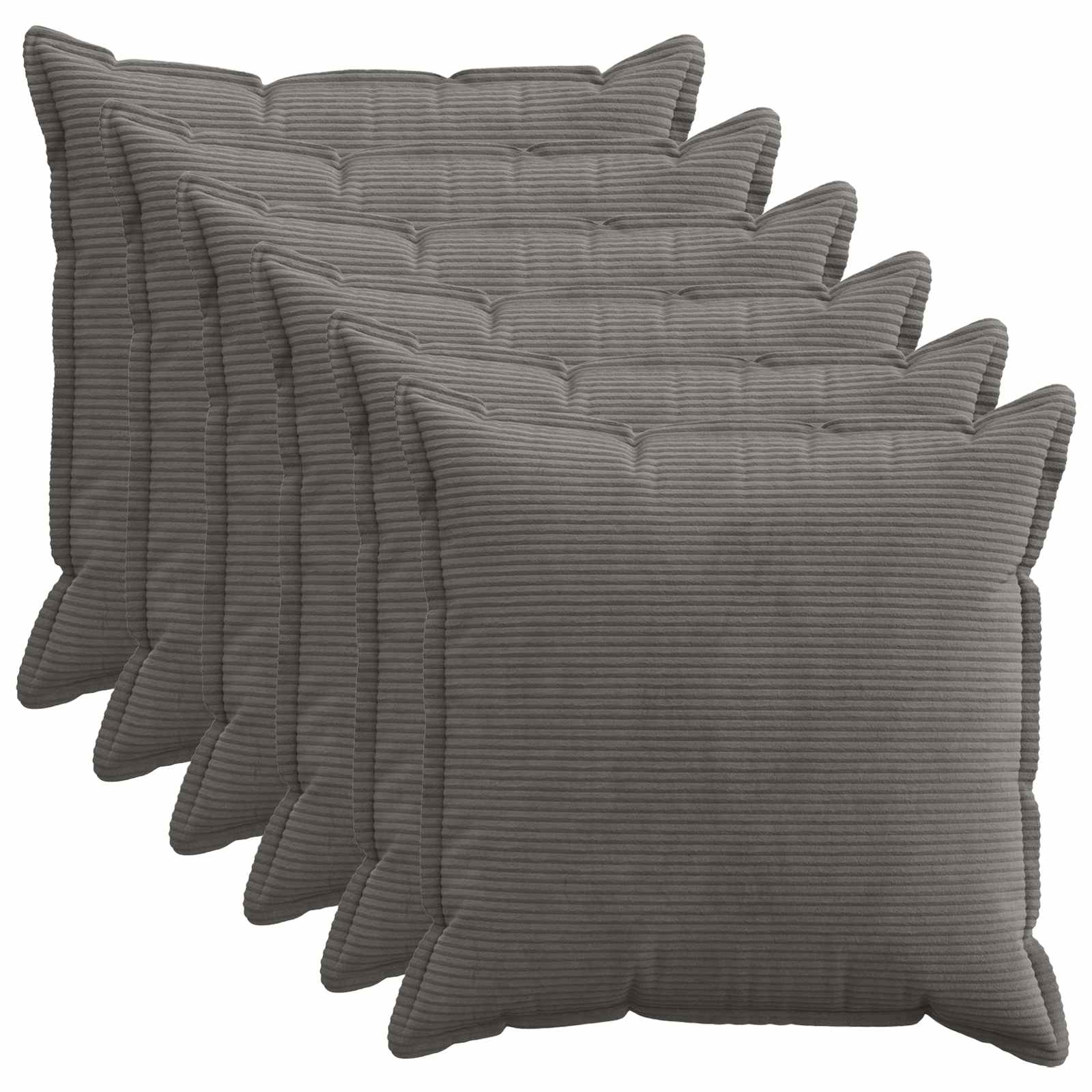 Federa 6 pz HOUTEN Grigio Scuro 70 x 70 cm corduroy