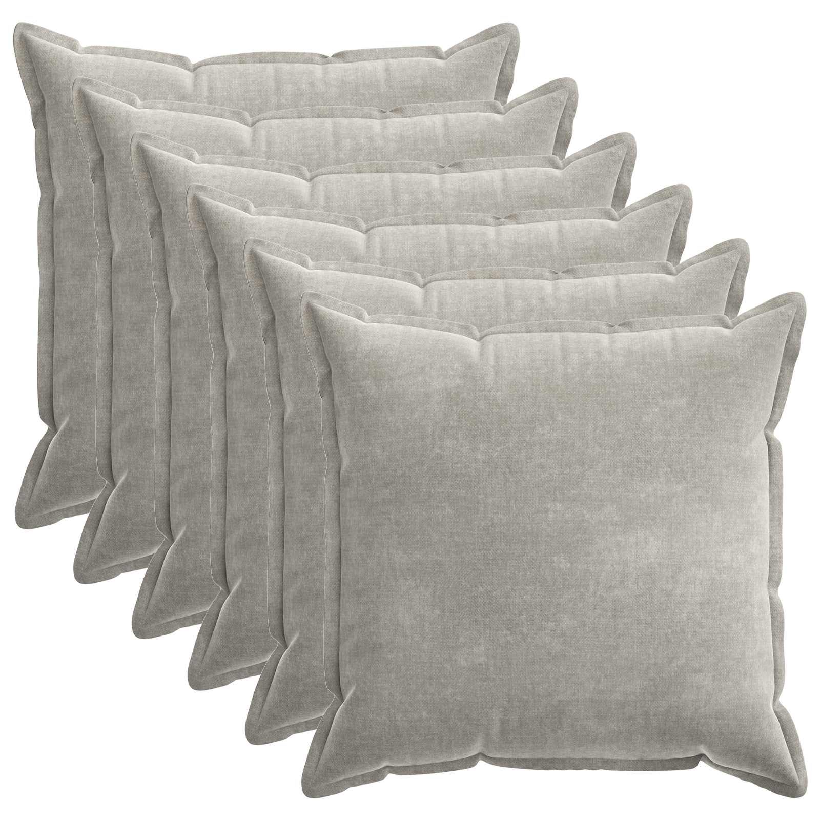 Federa 6 pz HOUTEN Grigio Chiaro 70 x 70 cm Tessuto Chenille