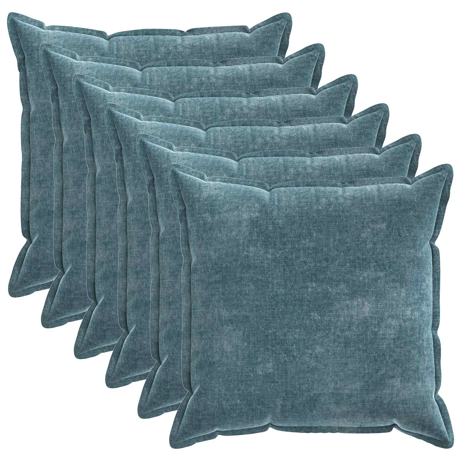 Federa 6 pz HOUTEN Blu 70 x 70 cm Tessuto Chenille