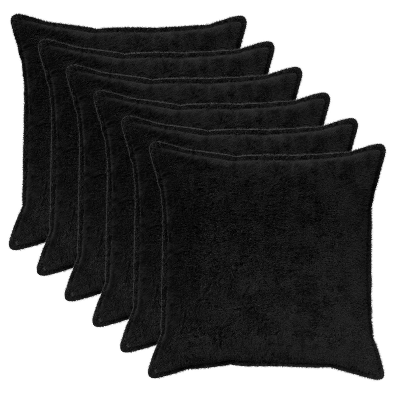 Federa 6 pz HOUTEN Nero 70 x 70 cm Pelliccia di Coniglio Finta
