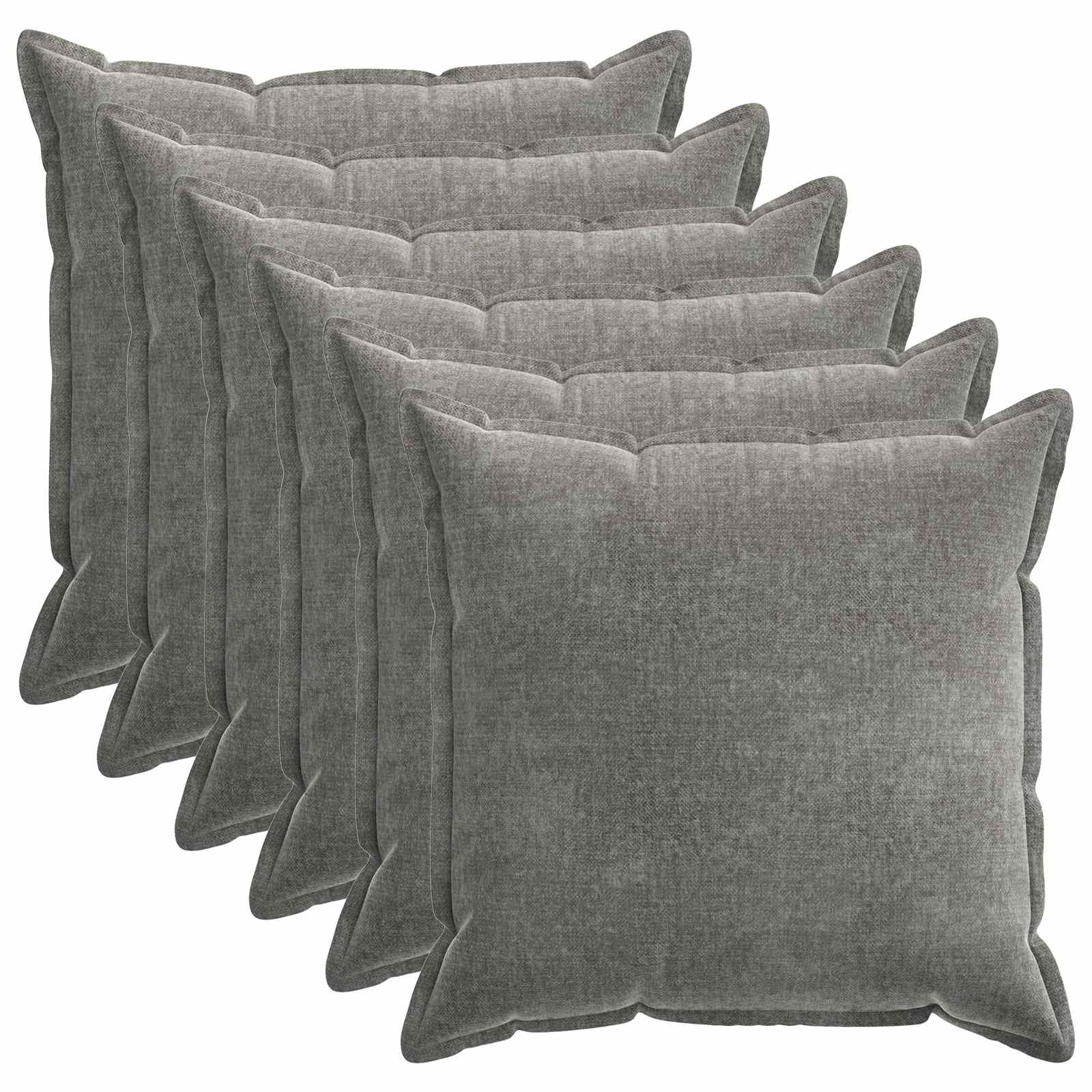 Federa 6 pz HOUTEN Grigio Scuro 80 x 80 cm Tessuto Chenille