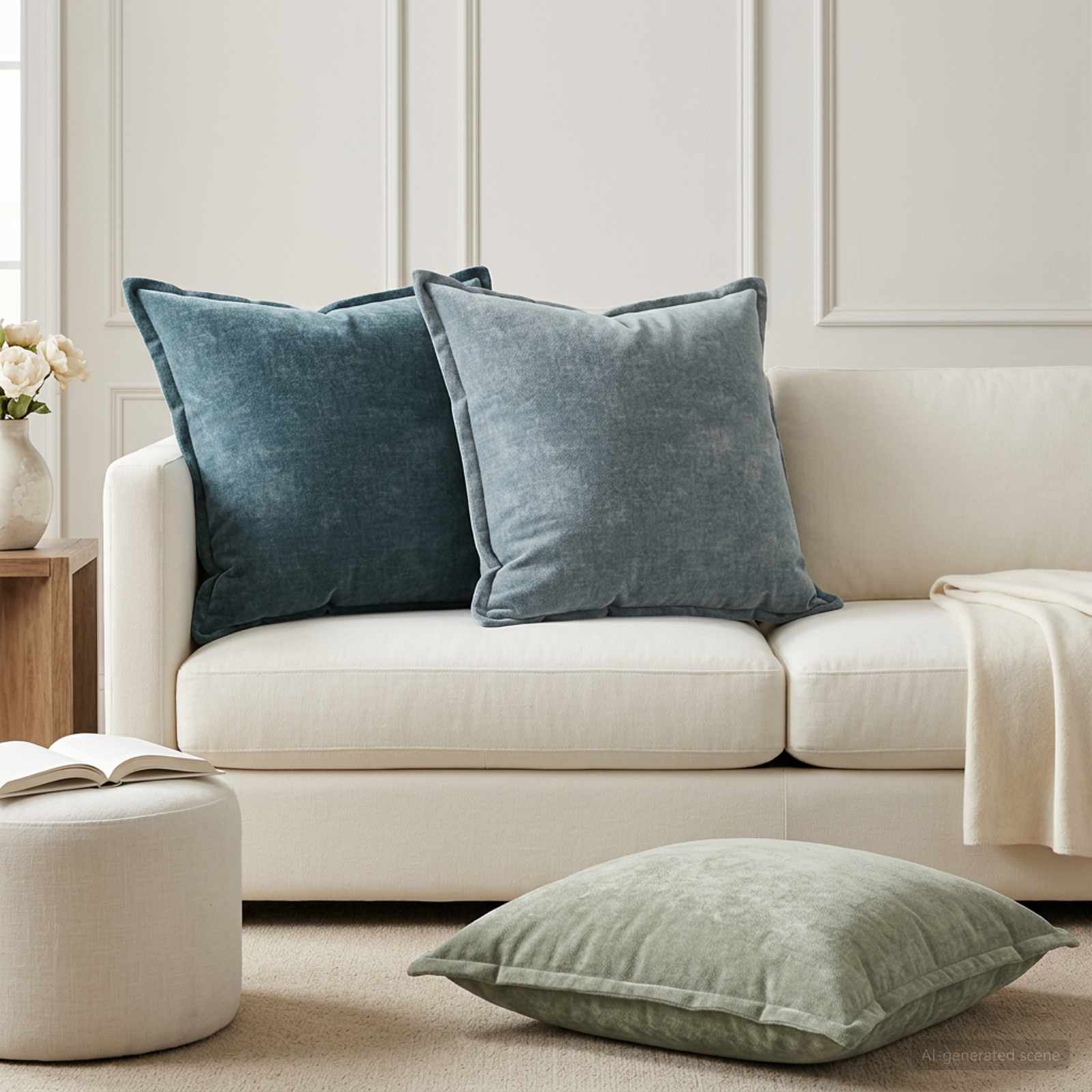 Federa 2 pz HOUTEN Azzurro 80 x 80 cm Tessuto Chenille