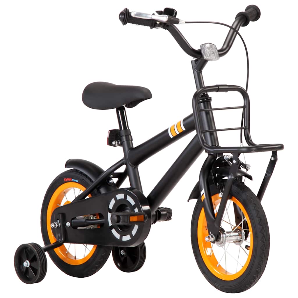 Bici per Bambini con Trasportino Frontale 12'' Nero e Arancione