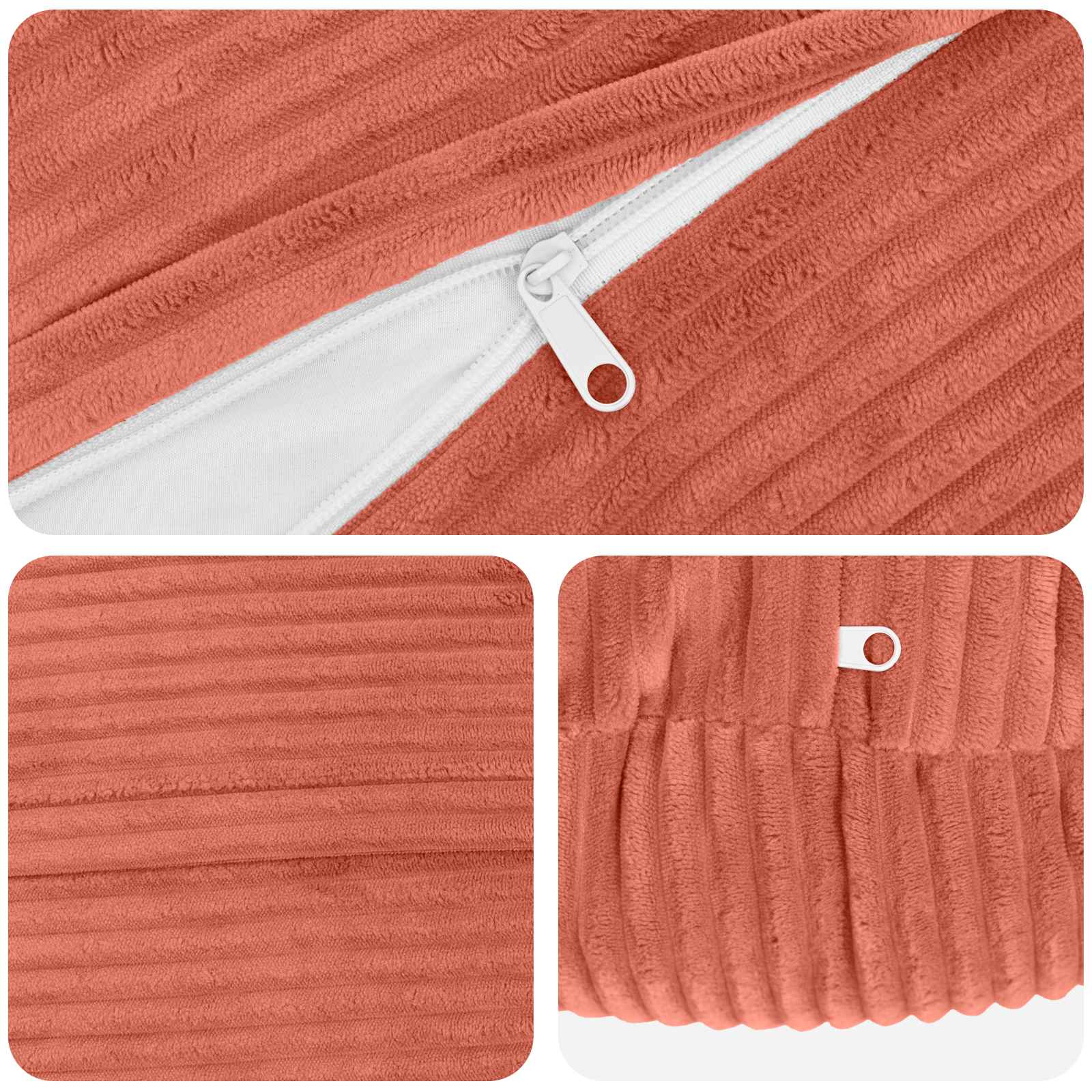 Federa 6 pcs HEERLEN Rosso Arancio Ø 30 cm corduroy