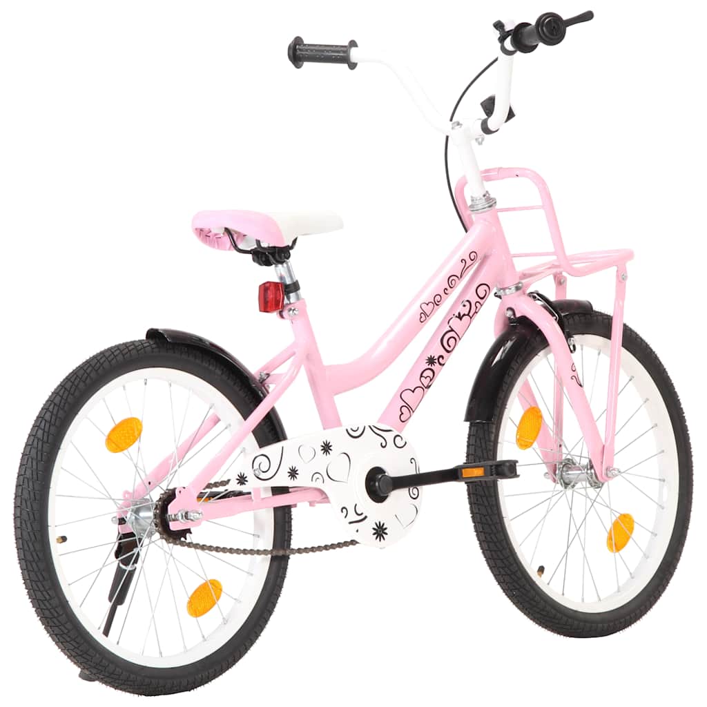 Bici per Bambini con Trasportino Frontale 20'' Rosa e Nera