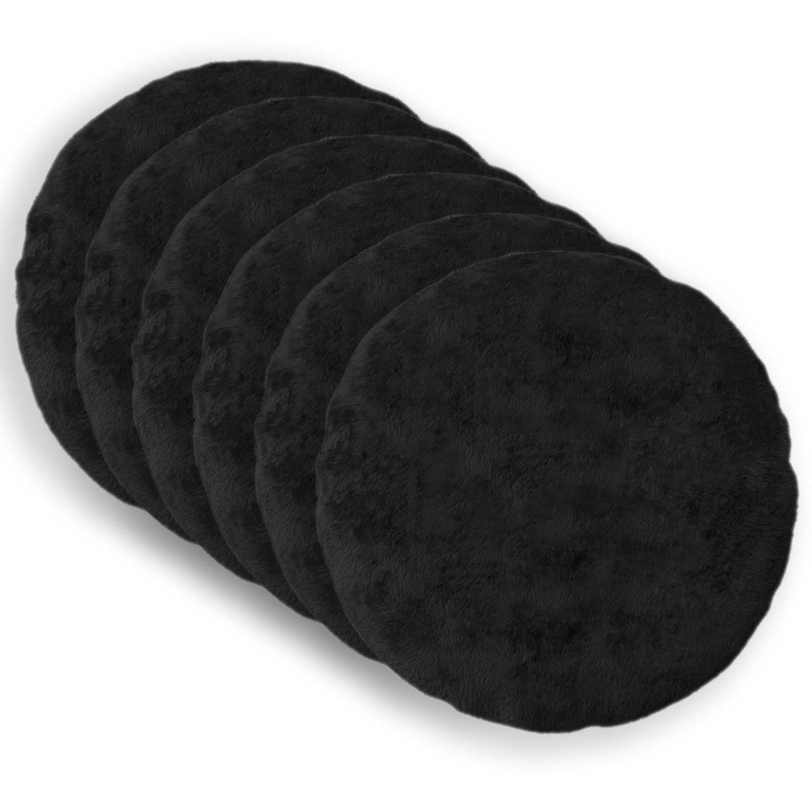 Federa 6 pz HEERLEN Nero Ø 30 cm Pelliccia di Coniglio Finta