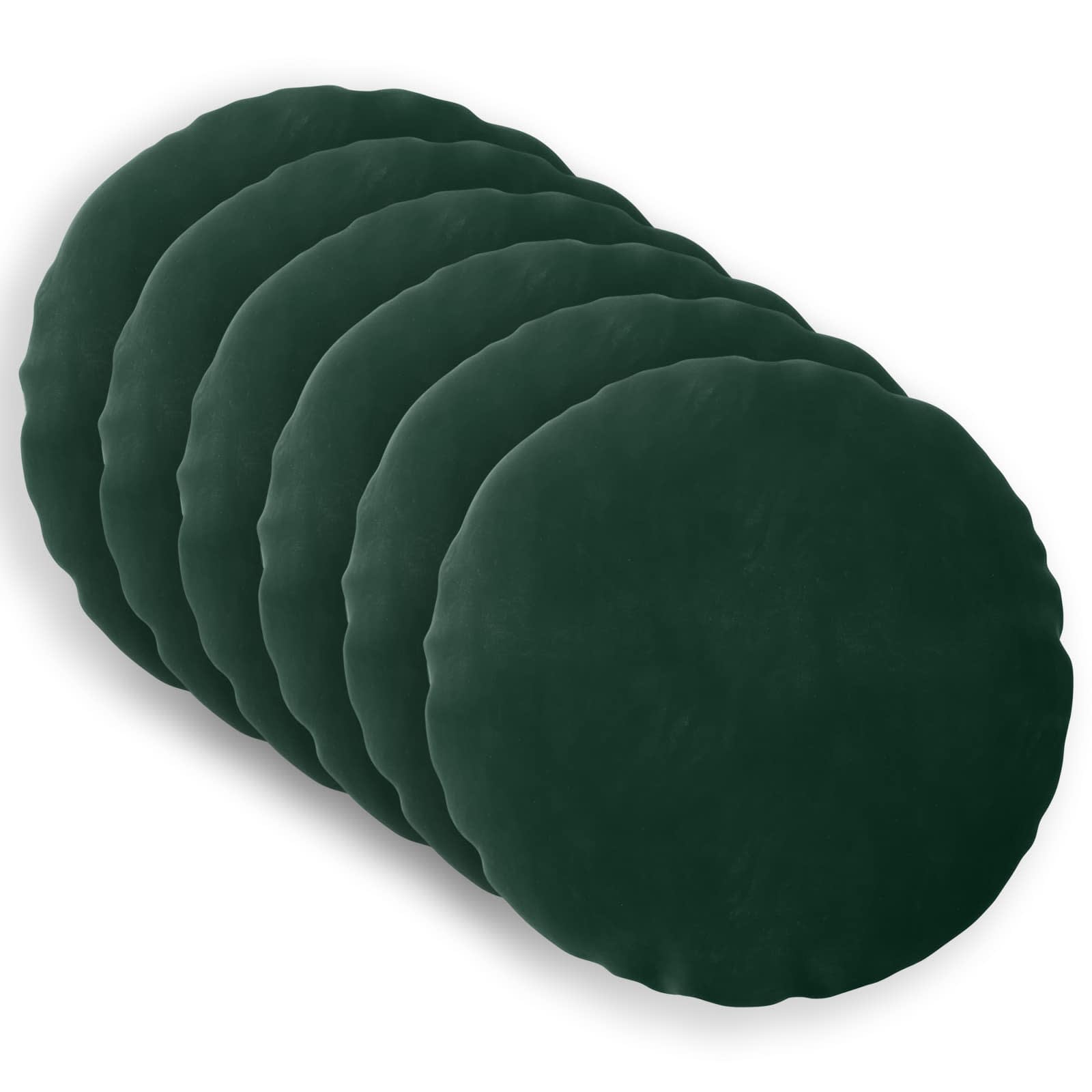 Federa 6 pcs HEERLEN Verde Scuro Ø 40 cm Velluto