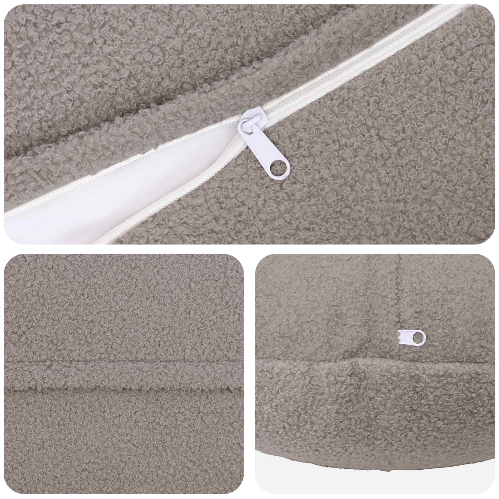 Federa 6 pcs HEERLEN Grigio Chiaro Ø 40 cm Bouclé
