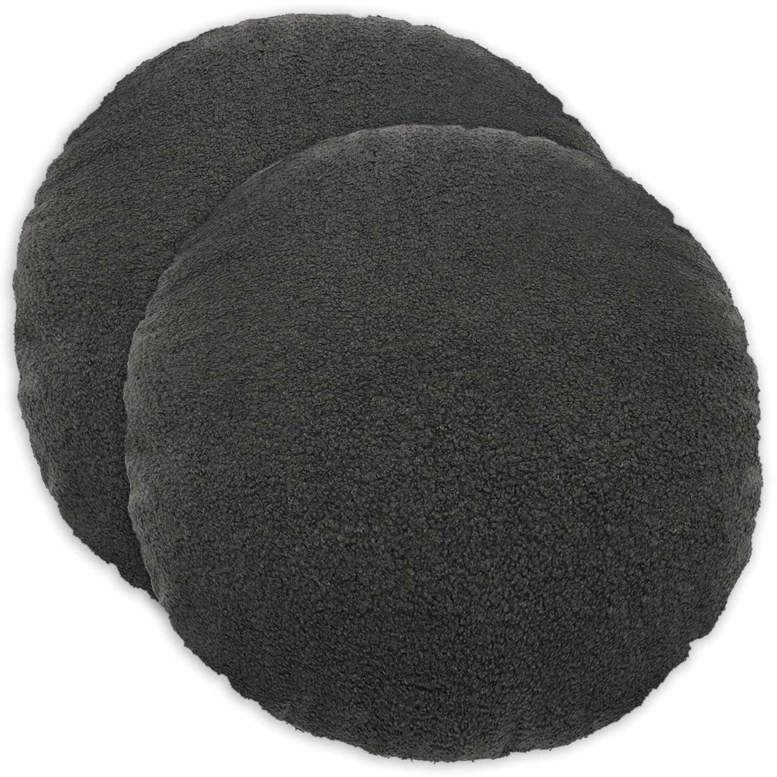 Federa 2 pcs HEERLEN Grigio Scuro Ø 40 cm Bouclé