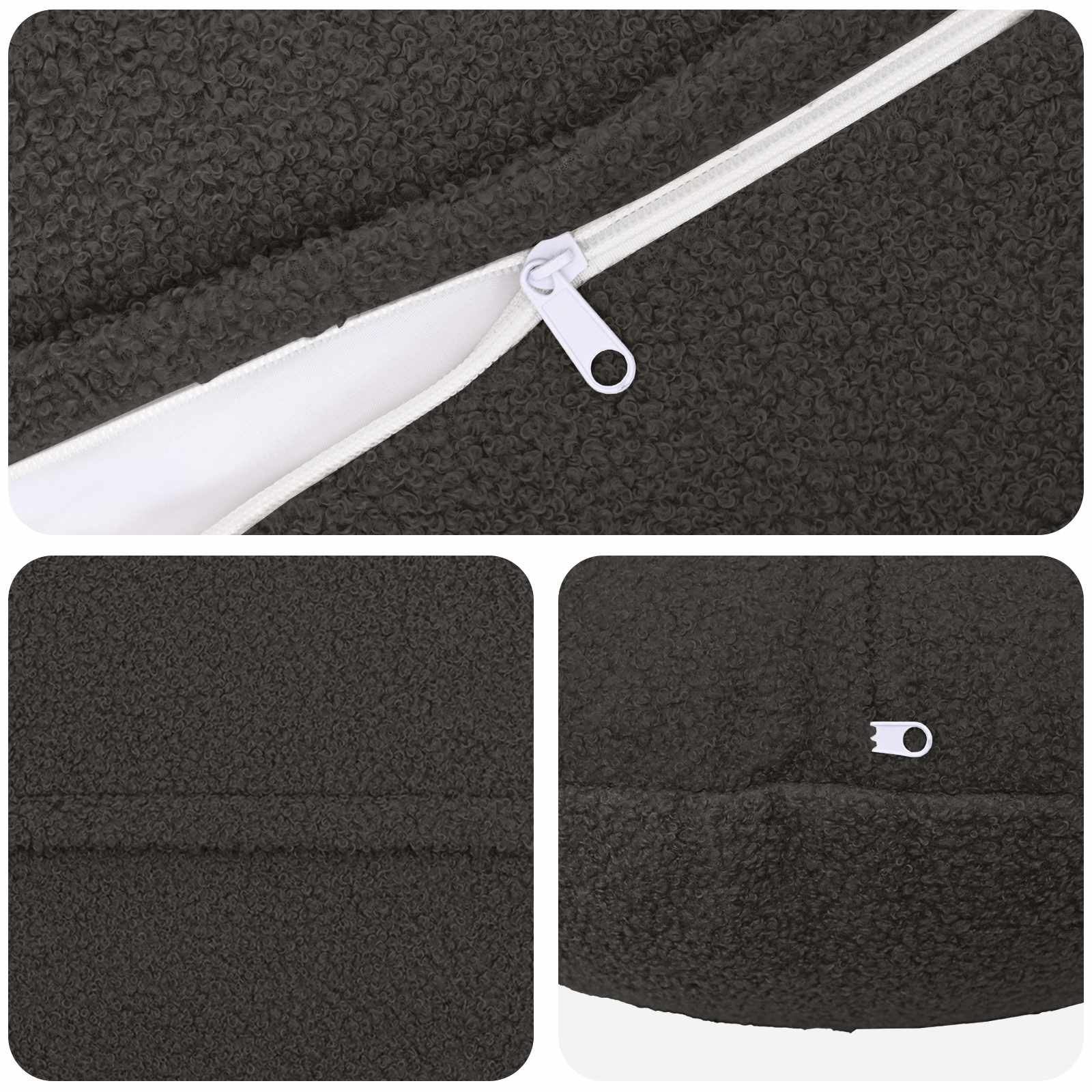 Federa 6 pcs HEERLEN Grigio Scuro Ø 40 cm Bouclé