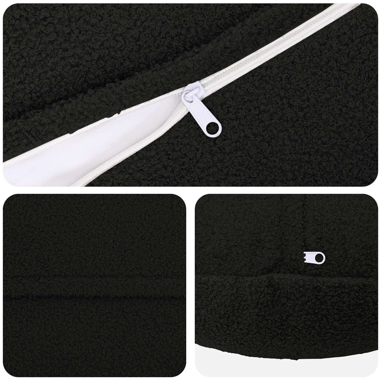 Federa 6 pcs HEERLEN Nero Ø 40 cm Bouclé