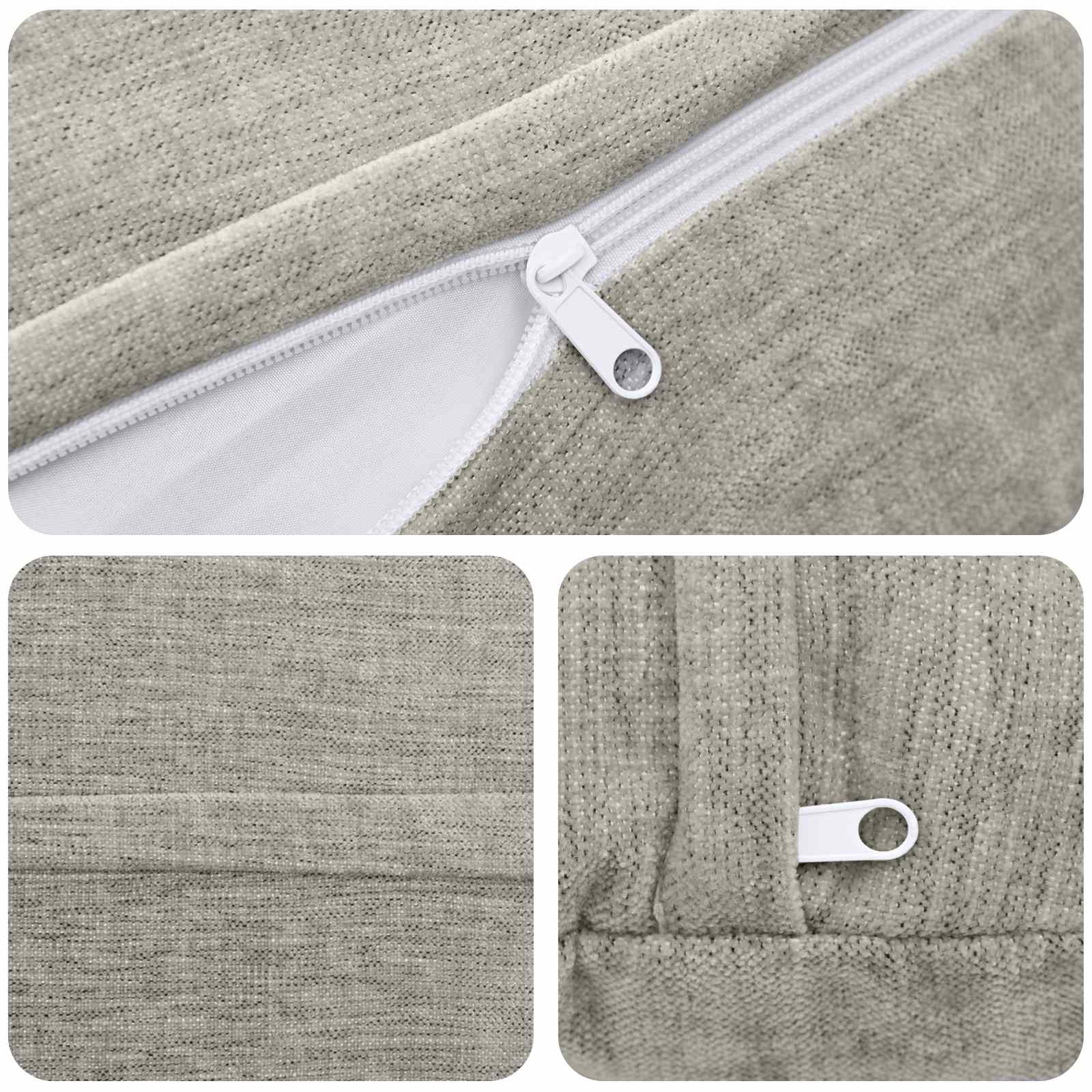 Federa 2 pz HEERLEN Grigio Chiaro Ø 40 cm Tessuto Chenille
