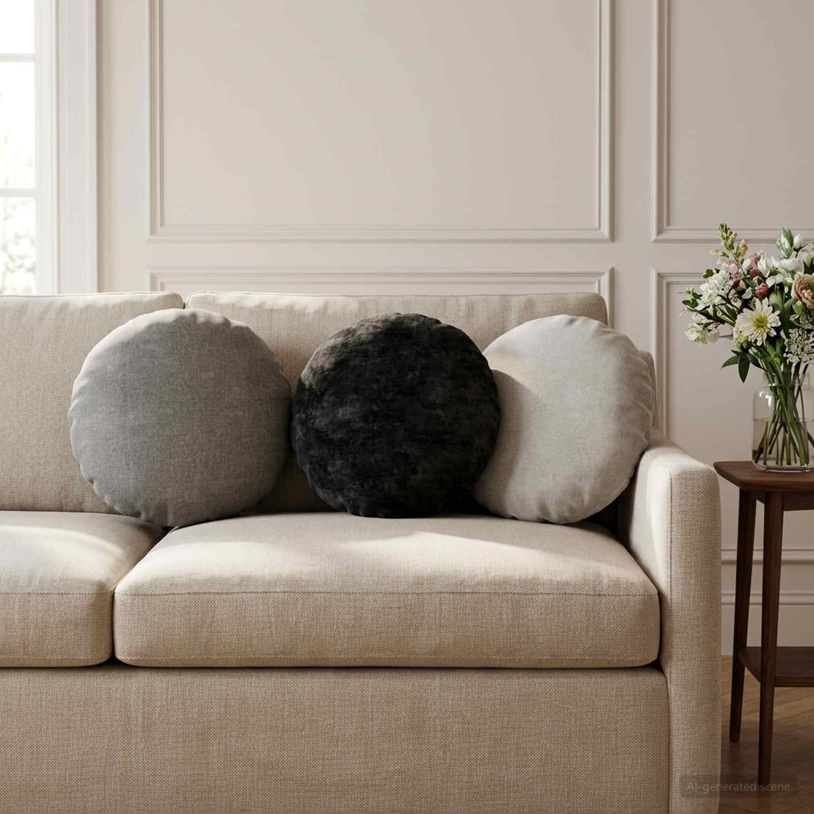 Federa 6 pz HEERLEN Grigio Chiaro Ø 40 cm Tessuto Chenille