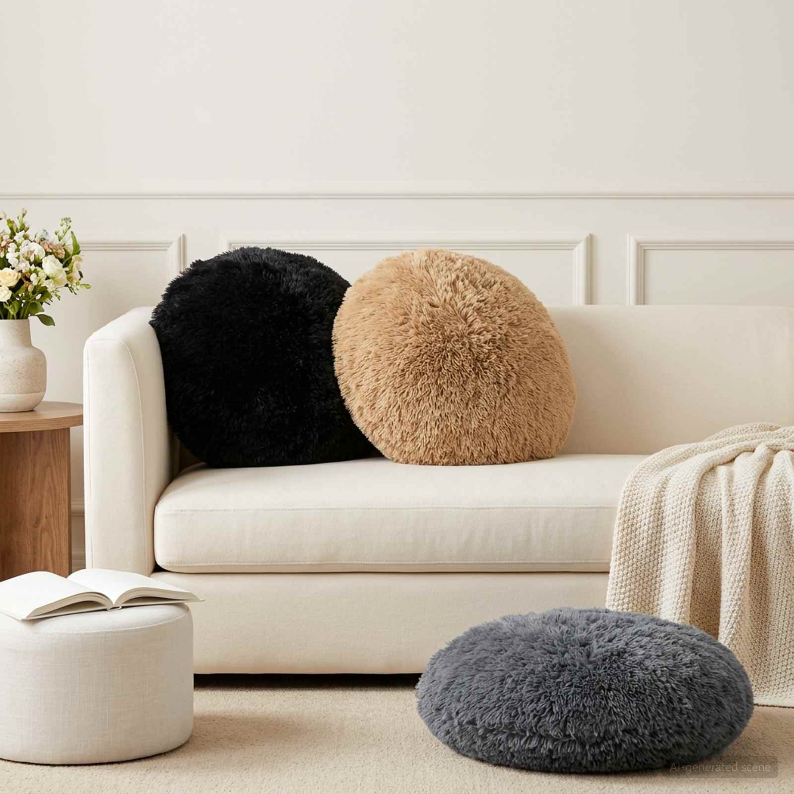 Federa 6 pcs HEERLEN Tortora Ø 50 cm Fleece PV