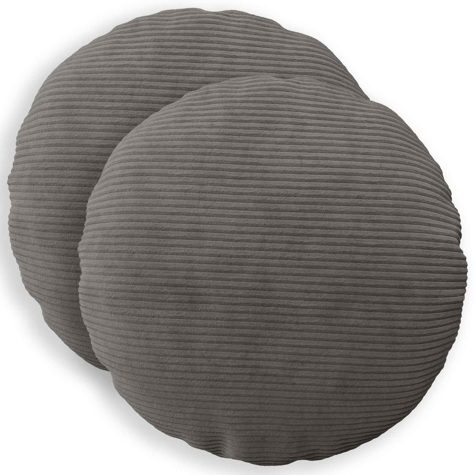 Federa 2 pcs HEERLEN Grigio Scuro Ø 60 cm corduroy