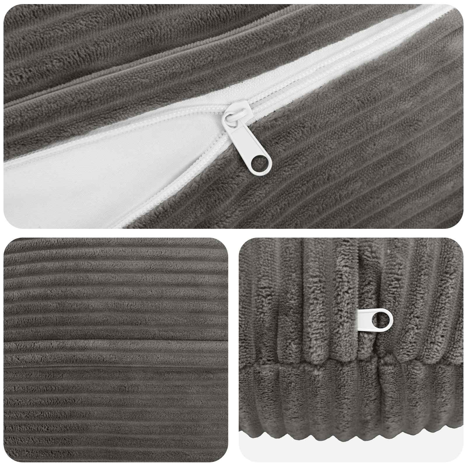 Federa 2 pcs HEERLEN Grigio Scuro Ø 60 cm corduroy