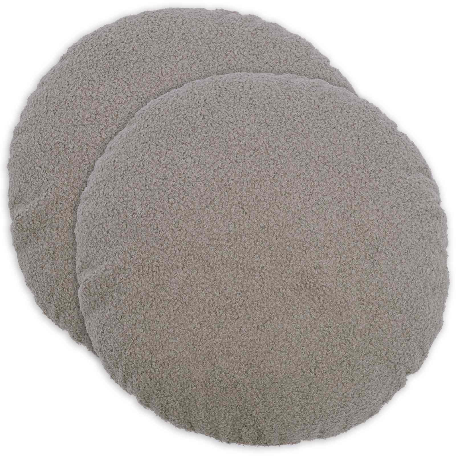 Federa 2 pcs HEERLEN Grigio Chiaro Ø 60 cm Bouclé