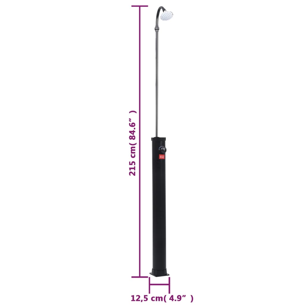 Doccia Solare da Giardino Nera 215 cm 8 L