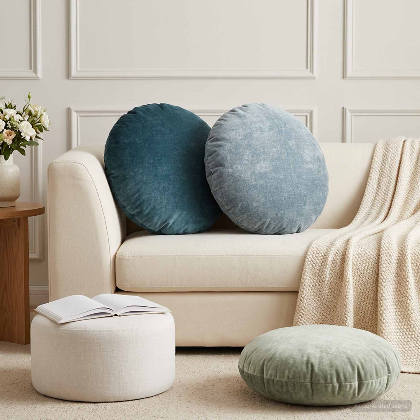 Federa 6 pz HEERLEN Blu Ø 60 cm Tessuto Chenille